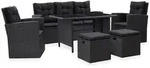 vidaXL 6-tlg. Garten-Lounge-Set mit Kissen Poly Rattan Schwarz