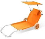 CASARIA&reg; Alu Strandliege Klappbar Sonnenliege mit Dach Rollen Kissen Gartenliege