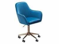 AMSTYLE Schreibtischstuhl Samt Blau Drehstuhl mit Lehne 120kg Schalenstuhl Stuhl