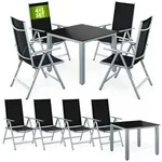 CASARIA&reg; Aluminium Sitzgruppe 4+1 Vertellbare Hochlehner Silber