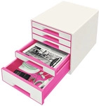 Leitz Schubladenbox WOW CUBE 52142023 5Schubf&auml;cher wei&szlig;/pink