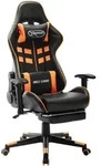 vidaXL Gaming-Stuhl mit Fu&szlig;st&uuml;tze Schwarz und Orange Kunstleder
