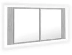 vidaXL LED-Bad-Spiegelschrank Betongrau 90x12x45 cm Acryl