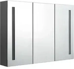 vidaXL LED-Spiegelschrank f&uuml;rs Bad 89x14x62 cm Grau