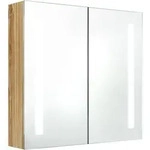 vidaXL LED-Bad-Spiegelschrank Eichenoptik 62x14x60 cm