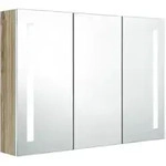 vidaXL LED-Bad-Spiegelschrank 89x14x62 cm Wei&szlig; und Eichen-Optik