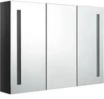 vidaXL LED-Spiegelschrank f&uuml;rs Bad 89x14x62 cm Gl&auml;nzend Schwarz