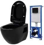 vidaXL H&auml;nge-Toilette mit Unterputzsp&uuml;lkasten Keramik Schwarz
