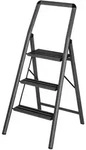 WENKO Alu-Klapptrittleiter Compact 3-stufig Dunkelgrau