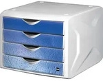 Helit Schubladenbox Chameleon H6129634 4Sch&uuml;be A4/C4 cool water