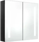 vidaXL LED-Spiegelschrank f&uuml;rs Bad Gl&auml;nzend Schwarz 62x14x60 cm