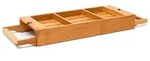 Relaxdays Badewannenablage ausziehbar, HxBxT:7x67,5x21cm, Badewannentablett mit