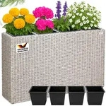 Casaria Poly Rattan Blumentopf herausnehmbar Creme