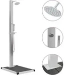vidaXL Gartendusche mit Bodenelement WPC Edelstahl