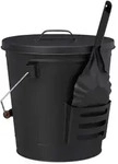 Relaxdays Ascheeimer mit Deckel und Schaufel, Stahl, Kohleeimer mit Henkel, 19 L,