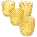 Teelichthalter Marilu Glas lackiert gelb H.7,5 cm &Oslash;.7,5 cm 4-teilig