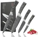 Wakoli EDIS 4er Damastmesser-Set I 8-18 cm Klinge I Pakkaholzgriffe
