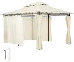 tectake Luxus Garten Pavillon Emine 4x3m mit 6 Seitenteilen 400 x 300 x 265 cm Creme