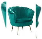 SalesFever Muschel-Sessel | Bezug Samt-Stoff | Gestell Metall goldfarben | B 78 x T