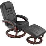 tectake TV Fernsehsessel mit Hocker Modell 2 Schwarz/Braun