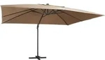vidaXL Ampelschirm mit LED-Leuchten und Aluminium-Mast 400x300cm Taupe