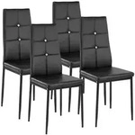 tectake Esszimmerst&uuml;hle, Kunstleder mit Glitzersteinen - 4er Set schwarz