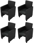 vidaXL Esszimmerst&uuml;hle 4 Stk. Schwarz Kunstleder