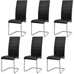 vidaXL Freischwinger 6 Stk. Schwarz Kunstleder