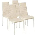 tectake Esszimmerst&uuml;hle Kunstleder - 4er Set beige
