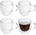 Intirilife 4x Doppelwandiges Thermo Glas Set in 100 - 150ml - Mundgeblasen isoliert