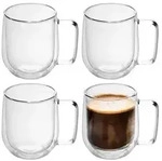 Intirilife 4x Doppelwandiges Thermo Glas Set in 200 ml - Mundgeblasen isoliert f&uuml;r