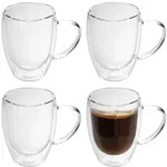 Intirilife 4x Doppelwandiges Thermo Glas Set in 300 - 350ml - Mundgeblasen isoliert
