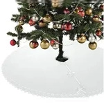 wometo Weihnachtsbaumdecke &Oslash; 120 cm in wei&szlig; &ndash; Christbaumdecke / Baumunterlage mit