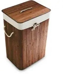 Relaxdays W&auml;schekorb Bambus, mit Deckel, rechteckig, XL, 83 L, faltbarer