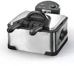 Clatronic FR 3195 Elektrische Doppelfritteuse, 4 L, Edelstahl, 2 kleine und 1 gro&szlig;er