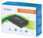 Manhattan 4K 2-Port HDMI-Splitter 4K30Hz Stromversorgung ueber Netzteil schwarz