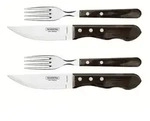 Tramontina JUMBO Steakbesteck-Set, 4-teilig, Edelstahl, Holzgriff FSC,