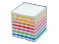 Zettelbox 9.5x9.5x9.5 glasklar Papier weiss+fbg.