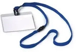 Durable Ansteckschild mit Textilband dunkelblau, 10 St&uuml;ck
