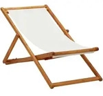 vidaXL Strandstuhl Klappbar Eukalyptusholz und Stoff Cremewei&szlig;