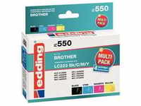 edding Tinte 550, Multipack, ersetzt Brother LC223BK/C/M/Y, Inhalt: 1x 13,5 ml + 3x 9