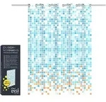 Eisl Textil Duschvorhang 180x200 Mosaik Blau, waschbarer Antischimmel Vorhang mit