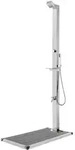 vidaXL Gartendusche mit Grauer Bodenplatte 225 cm Edelstahl
