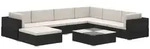 vidaXL 8-tlg. Garten-Lounge-Set mit Auflagen Poly Rattan Schwarz
