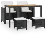 vidaXL 5-tlg. Garten-Essgruppe Poly Rattan Akazienholz Schwarz
