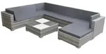 vidaXL 8-tlg. Garten-Lounge-Set mit Auflagen Poly Rattan Grau