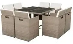 vidaXL 9-tlg. Garten-Essgruppe mit Auflagen Poly Rattan Beige