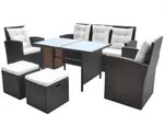 vidaXL 6-tlg. Garten-Essgruppe mit Kissen Poly Rattan Braun