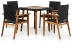 vidaXL 5-tlg. Garten-Essgruppe Poly Rattan Schwarz und Braun