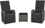 vidaXL 3-tlg. Bistro-Set mit Auflagen Poly Rattan Grau